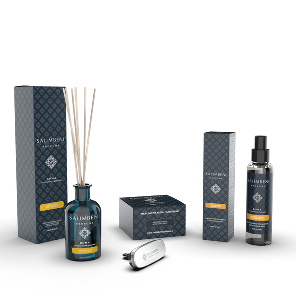 Agrumes Amers 250ml +  Diffuseur Voiture Chromé Agrumes Amers + Vaporisateur d'Intérieur 150 ml Agrumes Amers