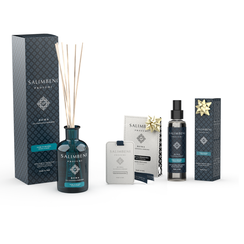 Fleurs en Riviera de 250 ml + Cartes Parfumées pour les Armoires (lot de 3) en ESSAI GRATUIT + Vaporisateur d'Intérieur Fleurs en Riviera en ESSAI GRATUIT