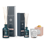 Diffuseur à Bâtonnets 250 ml (fragrance de votre choix) + Diffuseur à Bâtonnets 100ml (dans la même fragrance)+ Bougie Parfumée 190gr en ESSAI GRATUIT (dans la même fragrance)