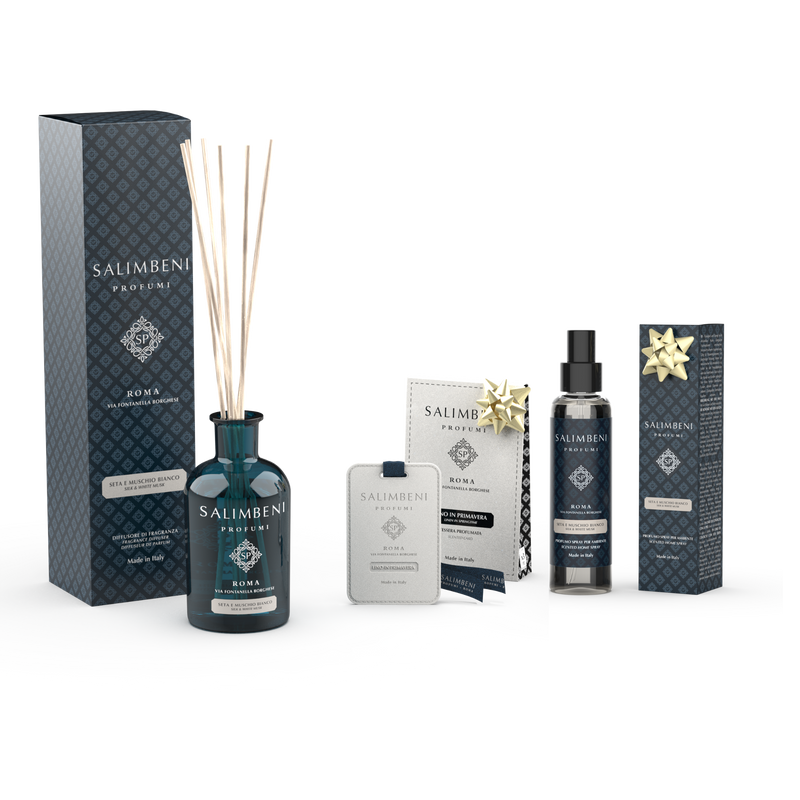 Soie et Musc Blanc 250ml + Cartes Parfumées pour les Armoires (lot de 3) en ESSAI GRATUIT + Vaporisateur d'Intérieur Soie et Musc Blanc en ESSAI GRATUIT