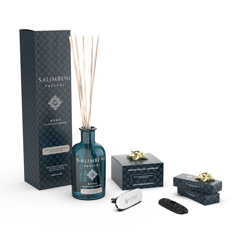 Diffuseur à Bâtonnets 250 ml (FRAGRANCE DE VOTRE CHOIX) + Diffuseur pour Voiture dans le même parfum en ESSAI GRATUIT + 2 recharges pour voiture dans le même parfum en ESSAI GRATUIT
