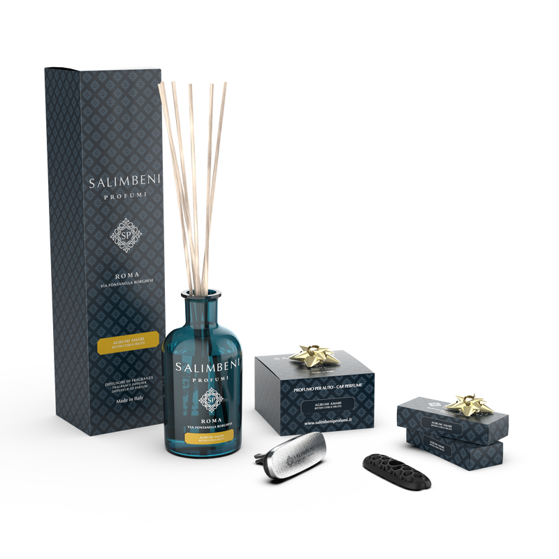 Diffuseur à Bâtonnets 250 ml (FRAGRANCE DE VOTRE CHOIX) + Diffuseur pour Voiture dans le même parfum en ESSAI GRATUIT + 2 recharges pour voiture dans le même parfum en ESSAI GRATUIT
