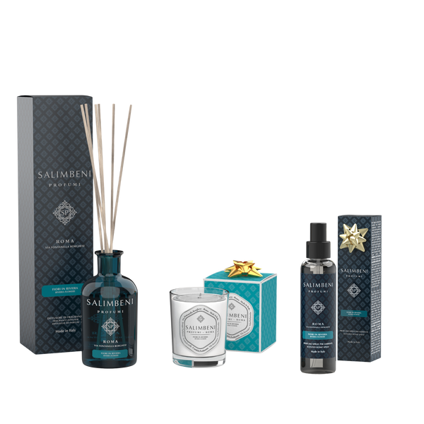 Fleurs en Riviera 250 ml + Bougie Parfumée Fleurs en Riviera en ESSAI GRATUIT + Vaporisateur d'Intérieur Fleurs en Riviera en ESSAI GRATUIT