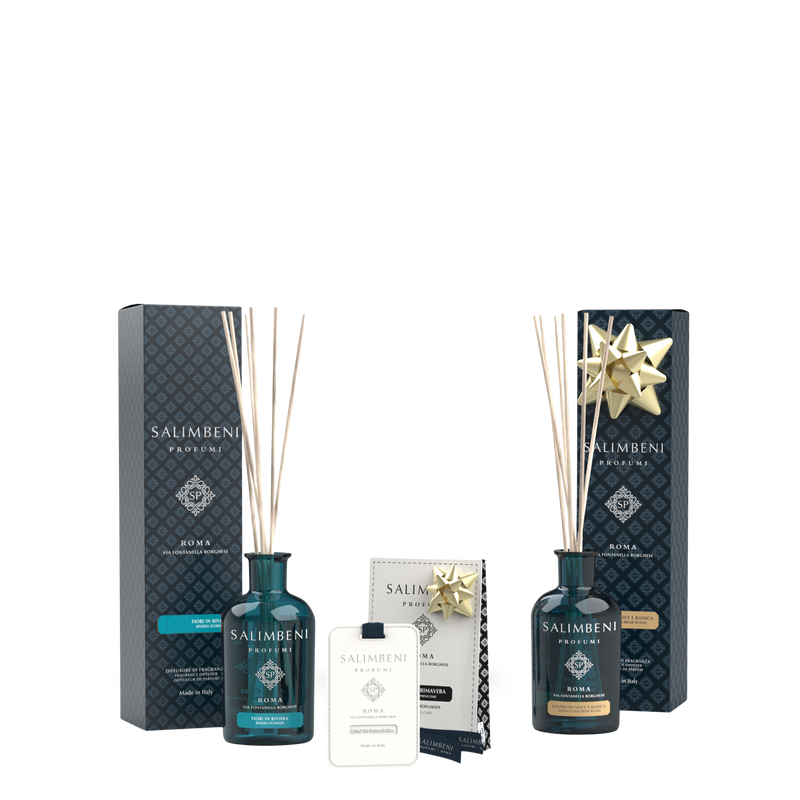 Diffuseur de 250ml DE VOTRE CHOIX + Cartes Parfumées pour les Armoires - Le Lin au Printemps (lot de 3) + Diffuseur de 100ml Bois de Noyer et Bruyère