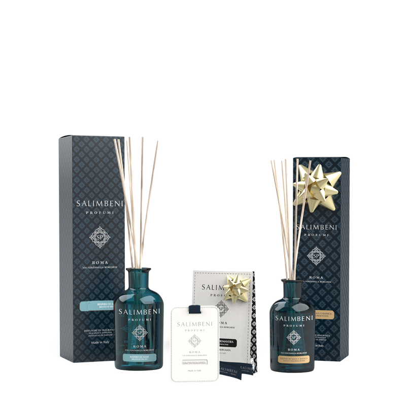 Diffuseur de 250ml DE VOTRE CHOIX + Cartes Parfumées pour les Armoires - Le Lin au Printemps (lot de 3) + Diffuseur de 100ml Bois de Noyer et Bruyère