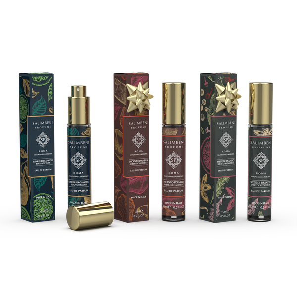 Kit de voyage : Trois Eaux de Parfum 15 ml (Élixir de Bergamote + Épices Byzantines en ESSAI GRATUIT + Magie d'Ambre en ESSAI GRATUIT)